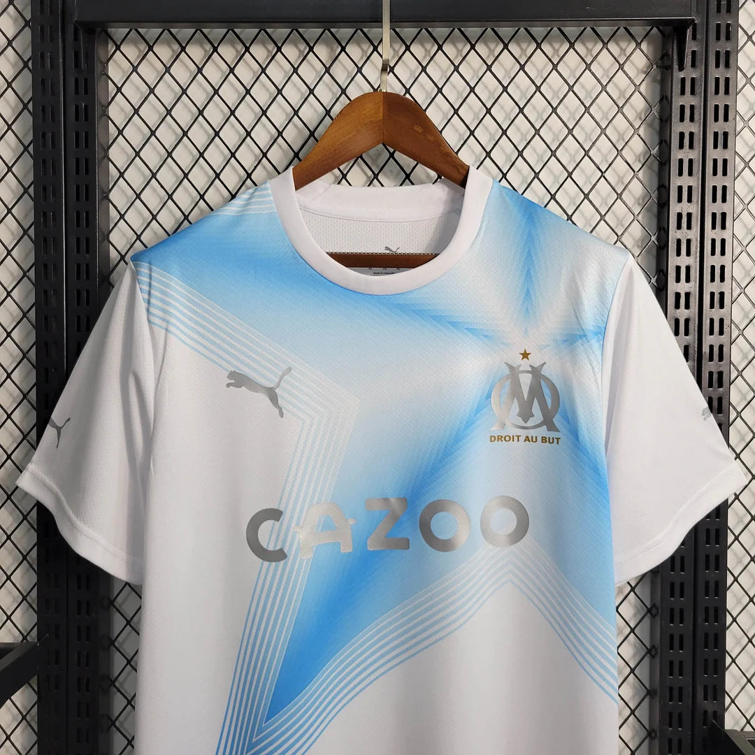 2023/2024 Olympique de Marseille Fourth Away 30th Anniversary Edition White Football Kit