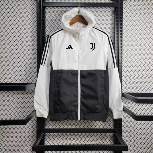 23-24 Juventus White and Black Windbreaker Jacket