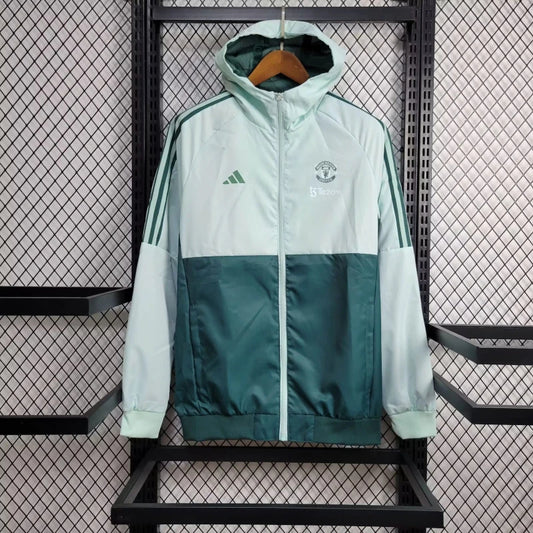 23-24 Manchester United White and Green Windbreaker Jacket