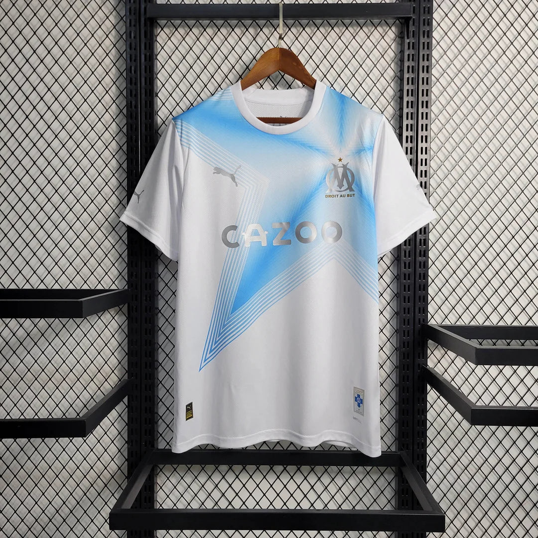 2023/2024 Olympique de Marseille Fourth Away 30th Anniversary Edition White Football Kit